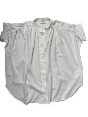 New! First Love cream linen blend button down flowy top S
